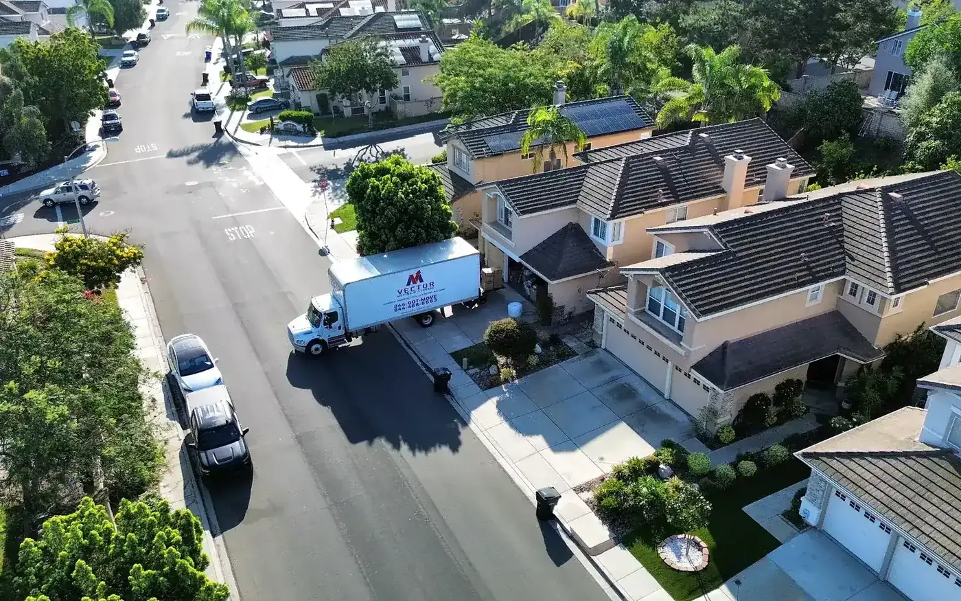 Vector Moving and Storage truck at a residential move