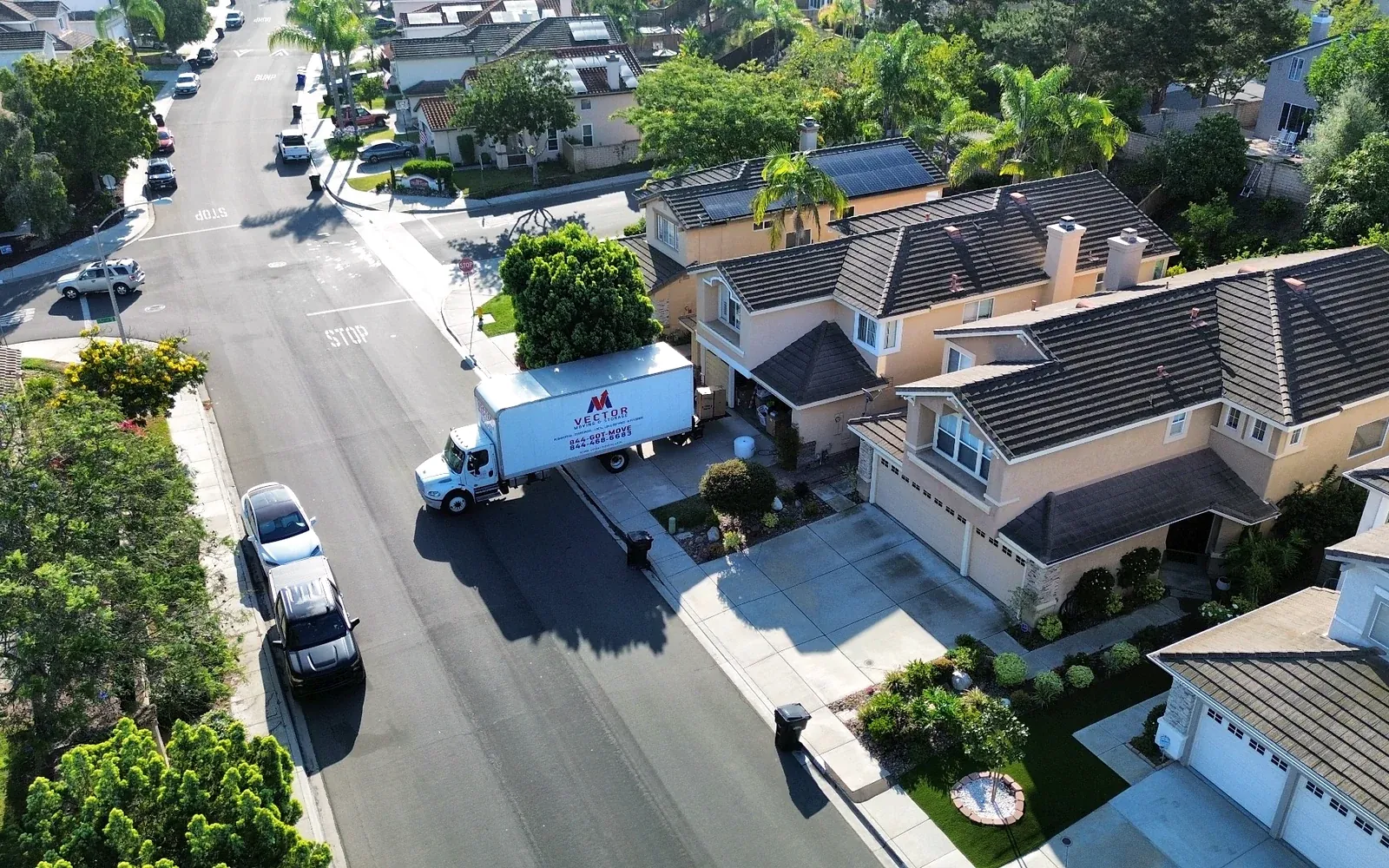 Vector Moving and Storage truck at a San Diego residential move