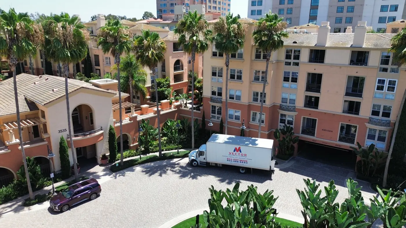 Vector Moving and Storage truck serving a managed residential property