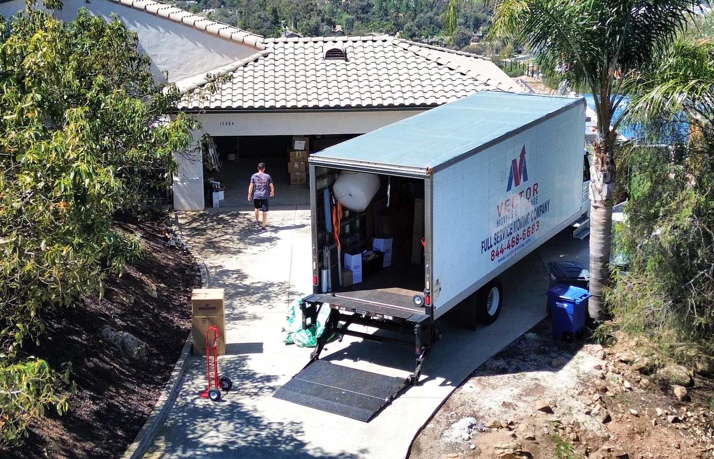 Vector moving truck prepared for a Sabre Springs residential move