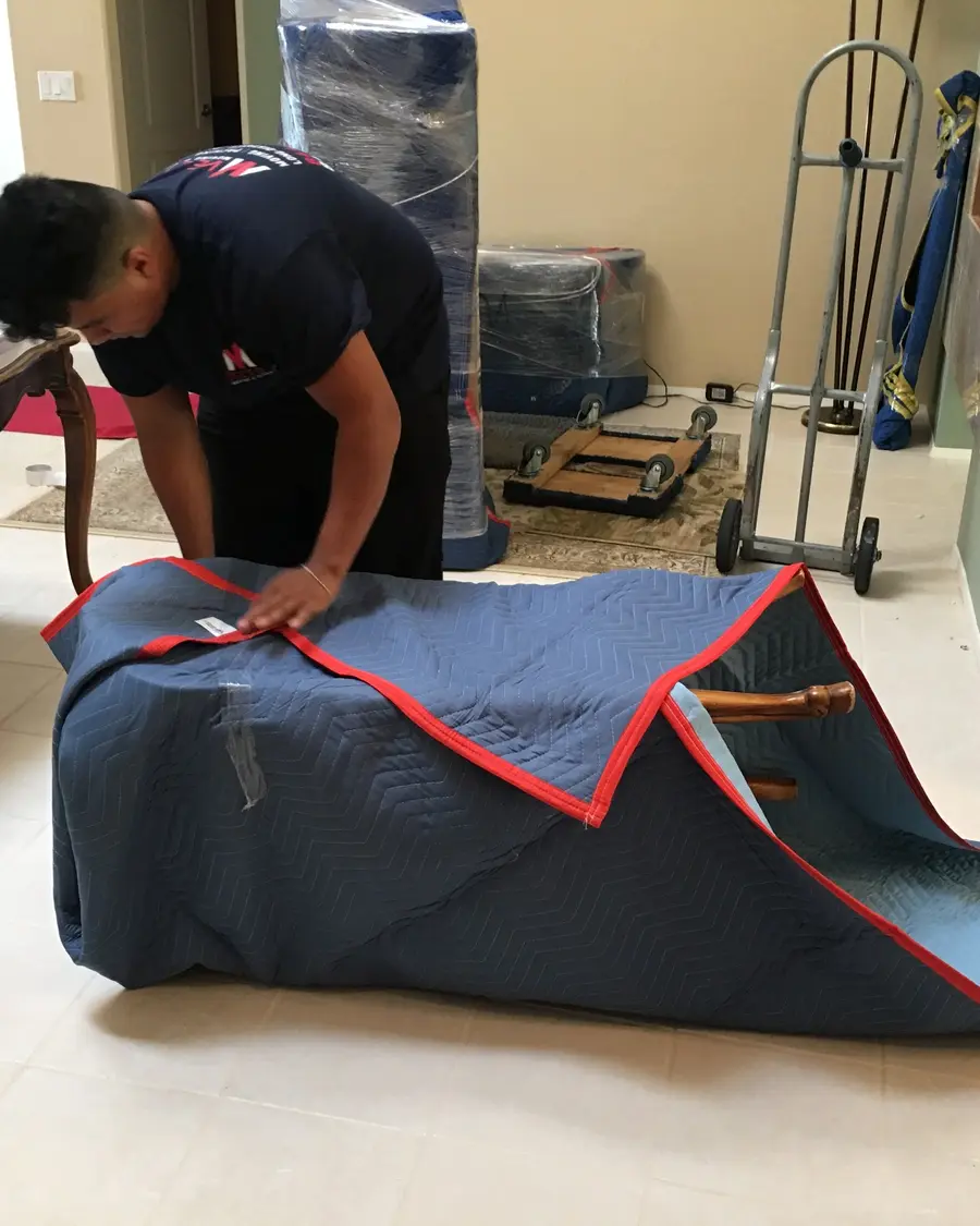 Vector mover preparing furniture for transportation