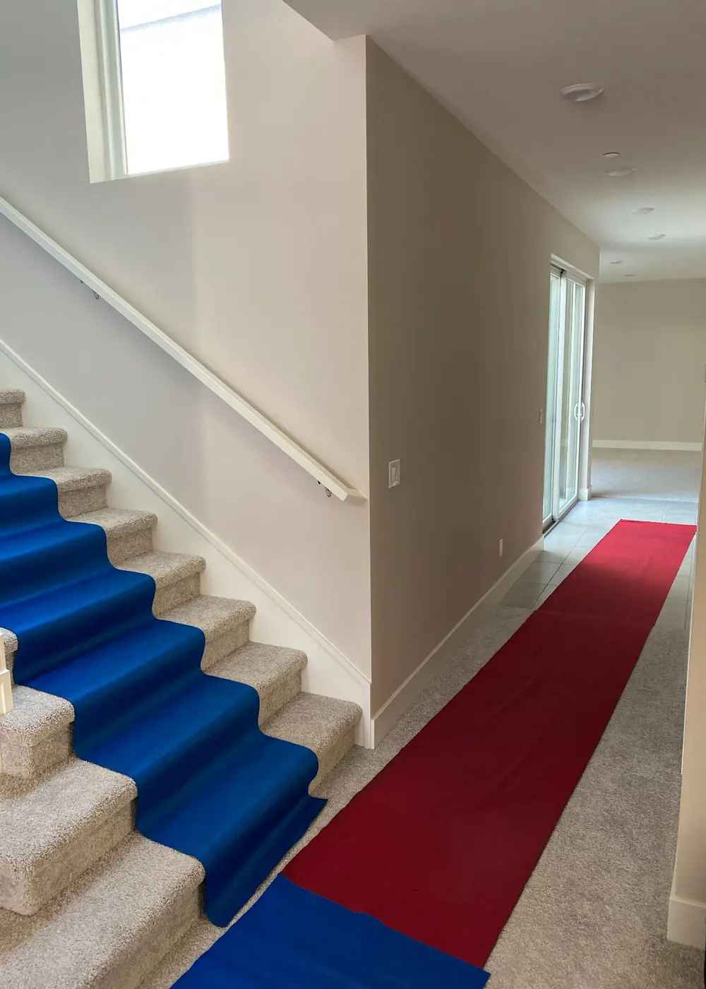 Residential floor and stair protection installed for a careful Vector move