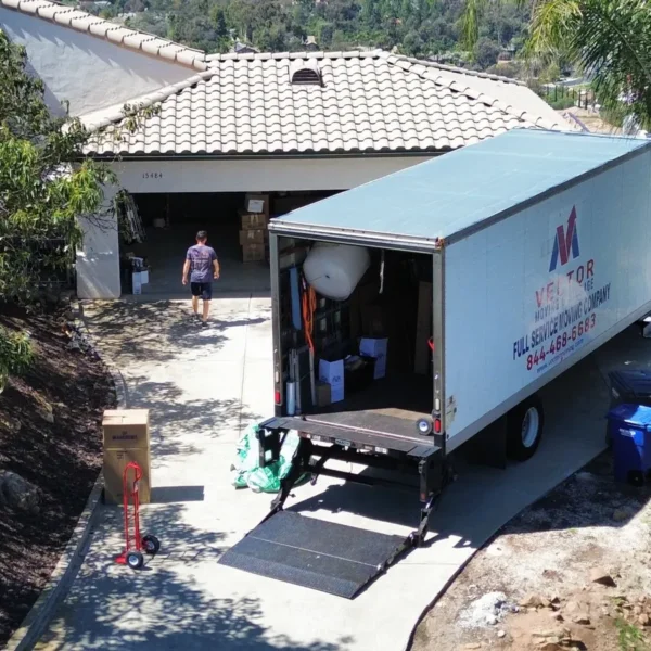 Vector Moving truck scheduled for a residential move in San Diego