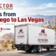 Vector Moving truck with an illustrated San Diego to Las Vegas route map